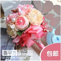 Pearl peach holding flower wedding Korean style wedding simple flower ball atmosphere high-end bridal bridesmaid holding flower