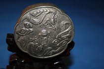 Authentic 60s old foreign trade export old silver Double Dragon play beads jewelry box