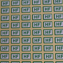 Rectangular environmentally friendly halogen-free label sticker 15 * 10MM green HF self-adhesive label paper Dongguan printing can be customized