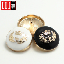 Three Aces Excipient Metal Buttons Exquisite Black and White Dot Oil Crown Fashion Button Suit Button Casual Button