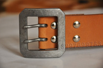 皮带裤带腰带 意大利植鞣革加手工不锈钢皮带扣 咔叽风格 45MM宽