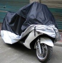 Factory direct sales 180T polyester taffeta sunscreen motorcycle cover(foreign trade size:XXL)(black and silver)