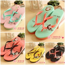 Summer new Korean version of padded feet with pine cake thick bottom Flip-flops cartoon female sandals
