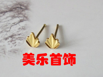 999 pure gold stud earrings 24K pure gold maple leaf earrings beautiful small