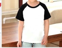 New 2019 childrens clothing boy girl baby short sleeve round neck T-shirt blank raglan class clothes thermal transfer base shirt