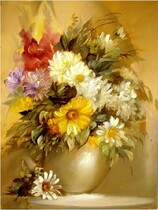 Precision printing living room big painting new DMC cross stitch mixed embroidery oil painting Still Life Flower one