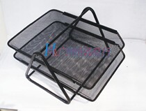 Metal two-layer file tray Two-grid iron magazine rack Mesh file rack Finishing rack data tray