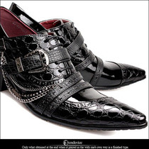 New Korean casual pointed shoes crocodile leather heightening mens shoes hairdresser business nightclub heightening shoes