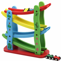 Wooden environmental protection puzzle boy roller coaster four-story glider track car trolley children's toys