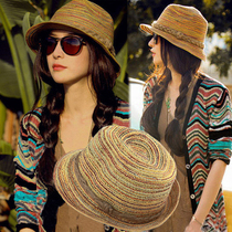 Summer pepper colorful Korean version of handmade linen flower braid sunshade straw hat topper summer female beach hat