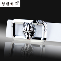 Mens belt fashion wolf head Korean version smooth buckle student pants belt A139 youth belt