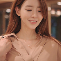 Korean version of Korean edition high quality 925 pure silver pearl necklace lock bone chain short money chain ultra delicate ornament female