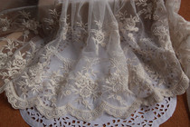 E7H13 handmade DIY clothing accessories fine lace beige retro rosewood embroidered lace embroidered lace width 20cm