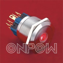ONPOW China red wave button switch Φ25mmGQ25-22 D Metal self-recovery button with light button 2 open 2 Closed