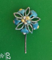 Enamel color old silver flower vase