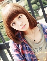 Qi bangs medium long fake hair short hair female fluffy short straight hair jiafa handsome bobo bobo wig female