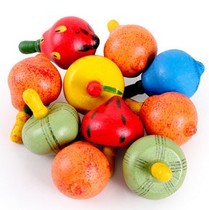 Wooden childrens educational toys Childrens color manual rotating small gyro kindergarten wooden classic parent-child interaction