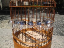 Bird food Cup bird food tank Jackal brother bird food jar embroidered eye bird food pot gold Blue Bird transparent glass food Cup accessories