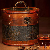 Antique set Nostalgic round wooden box Tea can storage box Large leather bucket Chinese gift retro packaging box