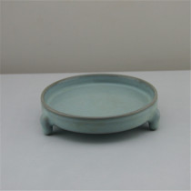 Ruyao green enamel three-legged washing pen wash Jingdezhen antique porcelain antique antique old goods ornaments collection