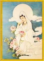 Buddha portrait portrait connected portrait Pure Land Guanyin Bodhisattva figure Buddha statue 001 photo paper double-sided plastic Amitabha