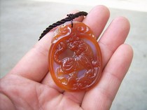 Auspicious Red Agate Carved Pendant Jade Pei Golden Tiger 12 Zodiac Wan Chao Jewelry 200588