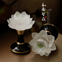 Home Buddha Hall supplies seven treasures colored glaze lotus lamp led energy-saving long-term light pure copper for Buddha Guanyin lamp