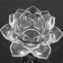 Transparent crystal glass colored lotus candle holder candle holder for Buddha lamp lotus lamp home accessories craft ornaments