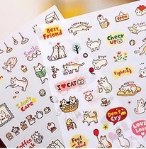 diy handmade photo album decorative material sticker set cartoon cat transparent sticker waterproof decorative sticker