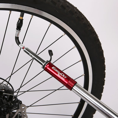 正品easydo台湾自行车打气筒带气压表延长软气管便携气嘴法美式转_7折