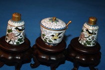 (Childhood memory-essential for food) foreign trade copper baby old cloisonne kitchen taste 3 small pieces White