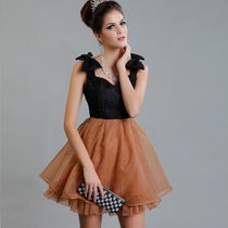 Lan Guifang Grand Swing Type Womens Clothing Black Sleeveless Temperament Short Skirt Eu Root Yarn Princess Fluffy Commuter Dress and Korean version