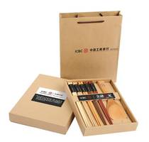 Wooden chopsticks Wooden rice spoon 5 chopsticks 1 spoon Five chopsticks 1 spoon Gift chopsticks set Financial gifts can print advertising LOGO