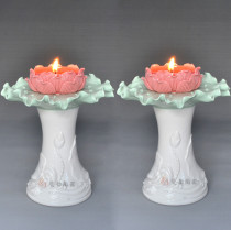 Ceramic lotus stilt candlestick Buddha ornament Colorful handicraft Buddha headlamp butter lamp Buddhist Buddhist product