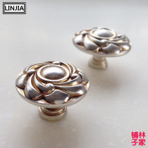 Ancient silver European antique retro wardrobe cabinet door drawer rose round handle simple furniture pastoral handle 1141