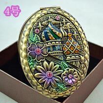 Russian characteristic three-dimensional relief Castle flower butterfly double-sided folding portable hand holding makeup small mirror