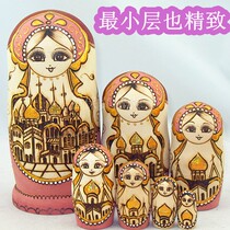 Russian set of dolls 7-story castle rich flowers blooming tasteless smallest exquisite baby Childrens Day gift