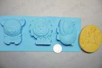 Soap mold -- Lion Hippo Bear half version (3)into soap about 70g a total of about 210g thin and soft