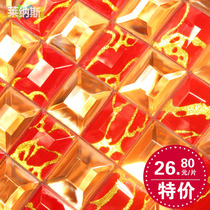 (Mosaic) Mosaic Mirror Mosaic Puzzle Background Wall Glass Mosaic Red Diamond Tea Mirror