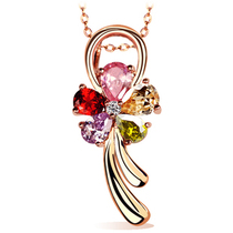 Flower Korean female European and American rose gold colorful zircon short clavicle necklace to send girlfriend birthday gift