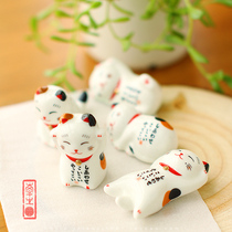 Ceramic 1987 zakka Ceramic Meow chopstick holder Lucky cat Japanese Japanese home decoration five sets