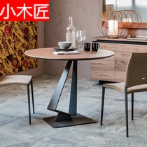 American loft solid wood round dining table cafe table and chair iron desk computer negotiation table creative leisure coffee table
