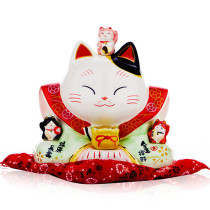 Day-style property cat wind raw water Ceramics Feng Shui cat deposit money pot Opening Gift Storefront Pendulum piece 8-inch 20cm