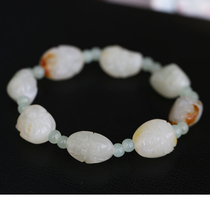 Water jade ice spirit natural Hetian jade bracelet Hetian Jade seed material bracelet original stone bracelet carving Buddha head send certificate