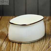 Foodware Food substitute Bone china Gold and silver edge sugar cylinder Sugar canister Tea canister Tea canister Coffee bone china pure white sugar canister