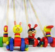 Baby wooden duckling trailer toy Childrens drag walker trolley early education educational toys 0-1-2-3