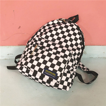 ins pop male and female plaid pack fashion trends black and white checkered double shoulder bag Han version student school bag harbor wind backpack