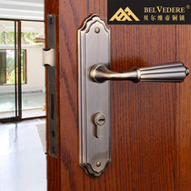 American door lock antique black door lock simple simple simple copper lock solid wooden door double door European door lock Belvidi