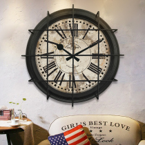 American wrought iron wall clock Industrial style rural pastoral hanging wall clock living room fashion nostalgic retro creativity