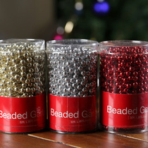European and American Christmas beads chain Christmas gifts 10 meters long plastic beads gold silver three color Christmas decoration chain